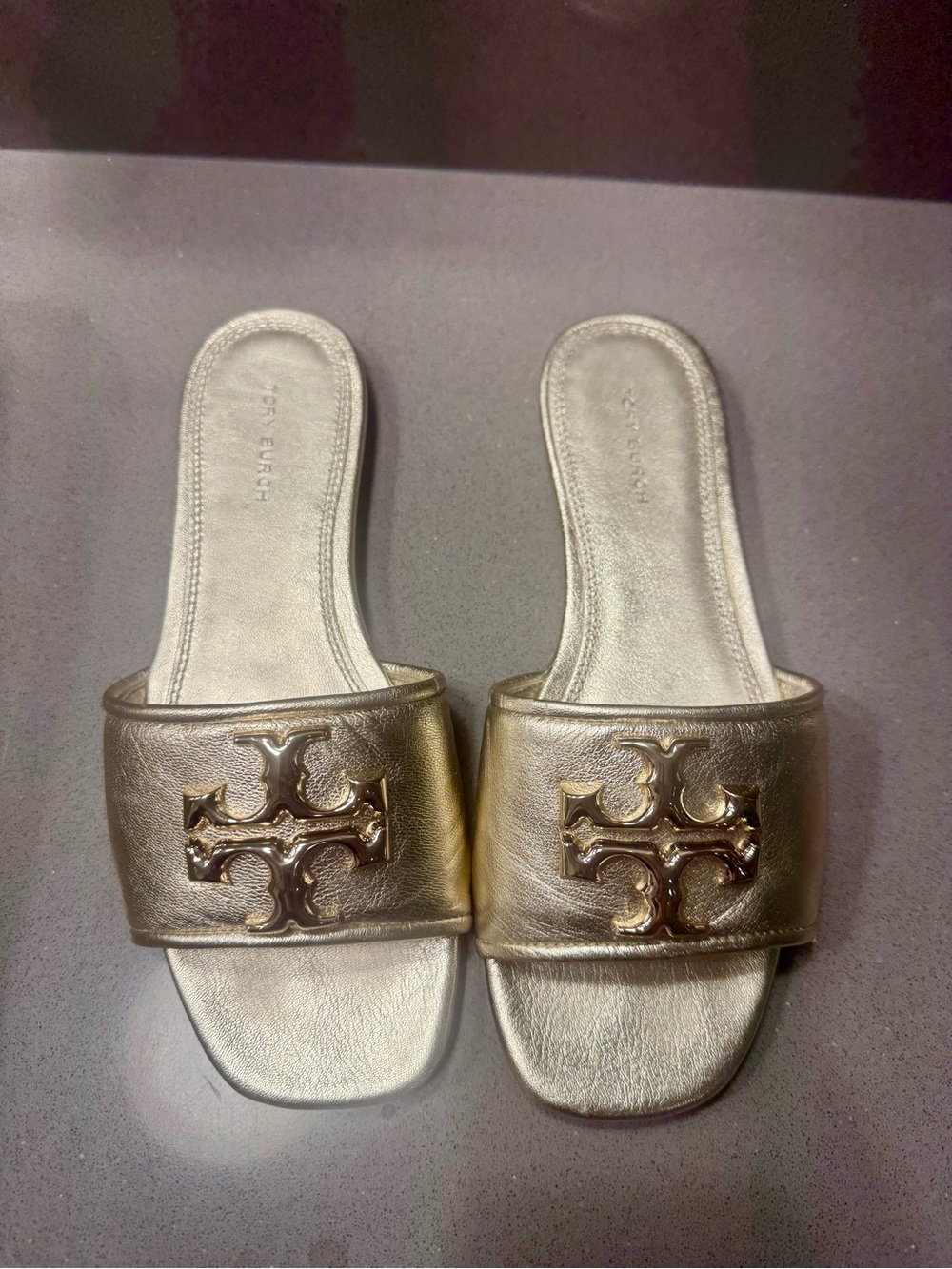 Tory Burch Eleanor Slides Size 6 in Gold VGUC